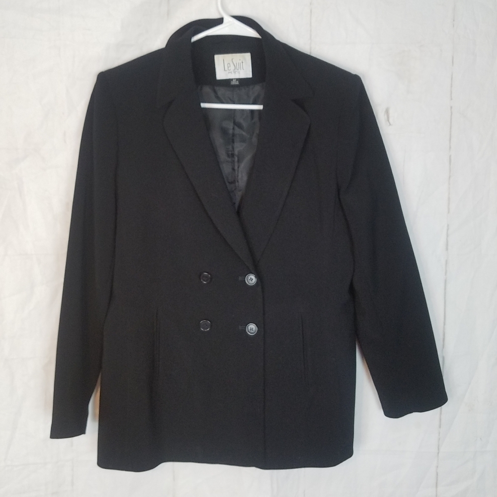 Lesuit petite black double-breasted blazer